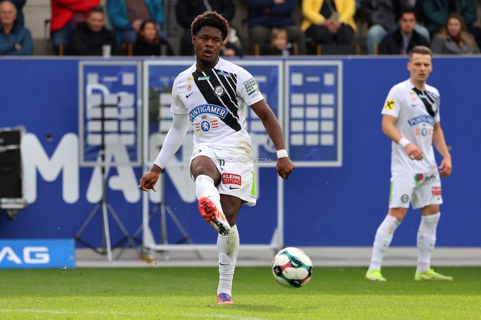 BW Linz - Sturm Graz
Oesterreichische Fussball Bundesliga, 10 Runde, FC Blau-Weiss Linz - SK Sturm Graz, Donauparkstadion Linz, 19.10.2025. 

Foto zeigt Tochi Phil Chukwuani (Sturm)
Schlüsselwörter: torjubel