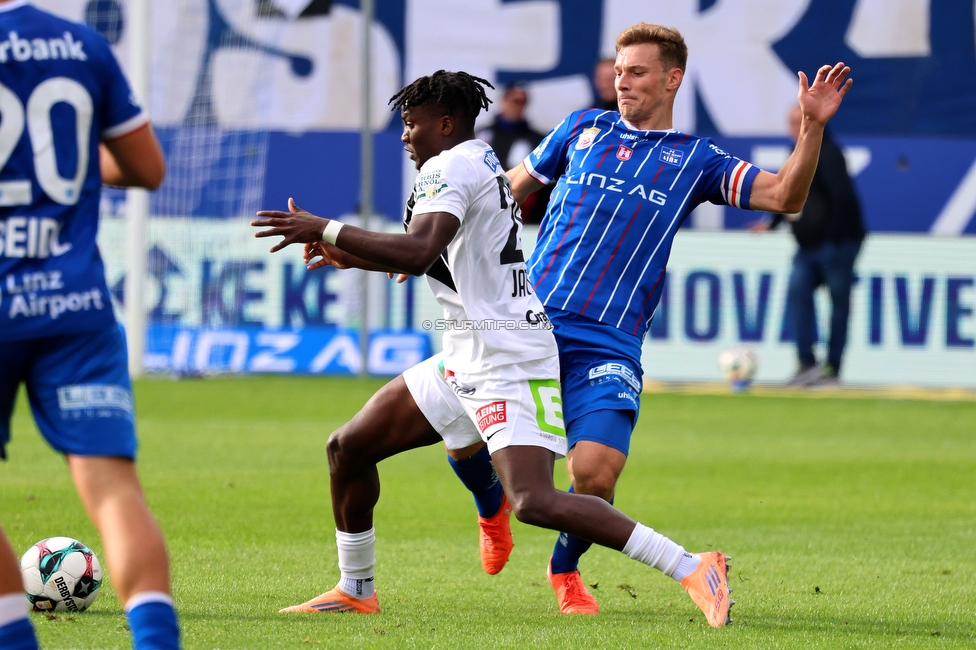 BW Linz - Sturm Graz
Oesterreichische Fussball Bundesliga, 10 Runde, FC Blau-Weiss Linz - SK Sturm Graz, Donauparkstadion Linz, 19.10.2025. 

Foto zeigt Seedy Jatta (Sturm)
Schlüsselwörter: torjubel
