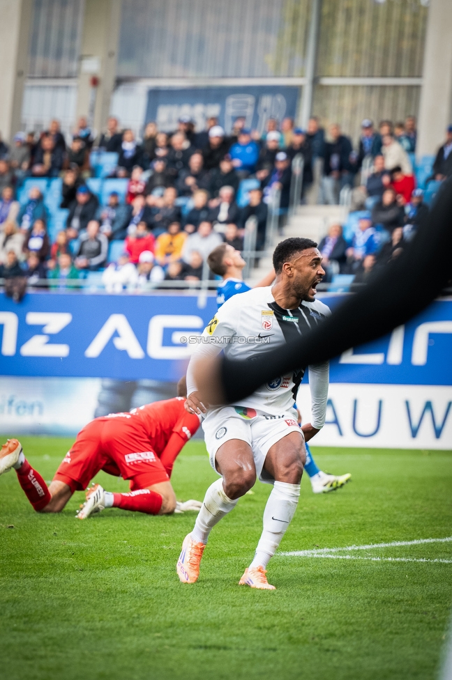 BW Linz - Sturm Graz
Oesterreichische Fussball Bundesliga, 10 Runde, FC Blau-Weiss Linz - SK Sturm Graz, Donauparkstadion Linz, 19.10.2025. 

Foto zeigt Maurice Malone (Sturm)
Schlüsselwörter: torjubel