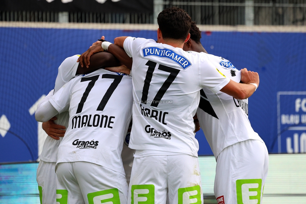 BW Linz - Sturm Graz
Oesterreichische Fussball Bundesliga, 10 Runde, FC Blau-Weiss Linz - SK Sturm Graz, Donauparkstadion Linz, 19.10.2025. 

Foto zeigt Maurice Malone (Sturm)
Schlüsselwörter: torjubel