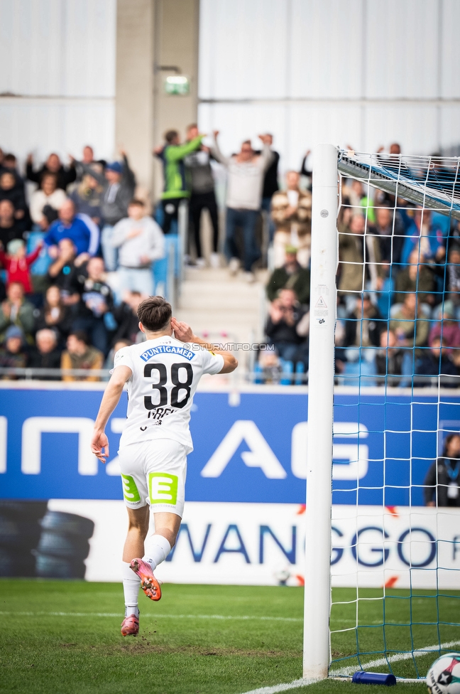 BW Linz - Sturm Graz
Oesterreichische Fussball Bundesliga, 10 Runde, FC Blau-Weiss Linz - SK Sturm Graz, Donauparkstadion Linz, 19.10.2025. 

Foto zeigt Leon Grgic (Sturm)
Schlüsselwörter: torjubel