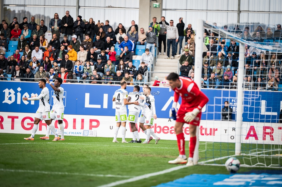 BW Linz - Sturm Graz
Oesterreichische Fussball Bundesliga, 10 Runde, FC Blau-Weiss Linz - SK Sturm Graz, Donauparkstadion Linz, 19.10.2025. 

Foto zeigt Leon Grgic (Sturm)
Schlüsselwörter: torjubel