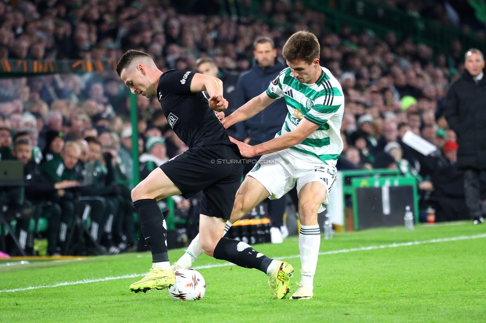 Celtic Glasgow - Sturm Graz
UEFA Europa League Gruppenphase 3. Spieltag, Celtic Glasgow - SK Sturm Graz, Celtic Park Glasgow, 23.10.2025. 

Foto zeigt Dimitri Lavalee (Sturm)
