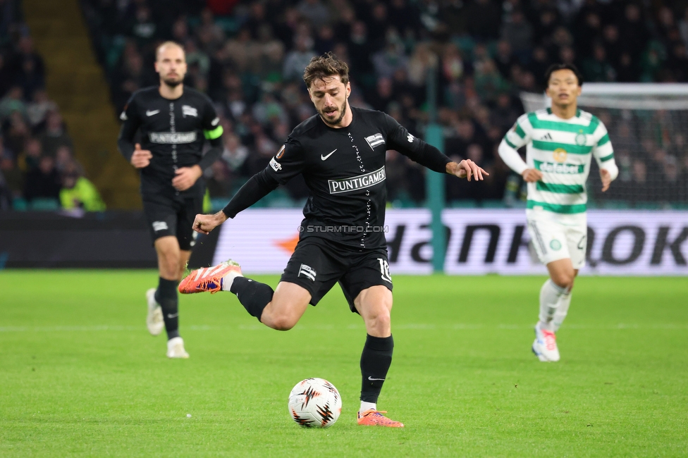 Celtic Glasgow - Sturm Graz
UEFA Europa League Gruppenphase 3. Spieltag, Celtic Glasgow - SK Sturm Graz, Celtic Park Glasgow, 23.10.2025. 

Foto zeigt Otar Kiteishvili (Sturm)

