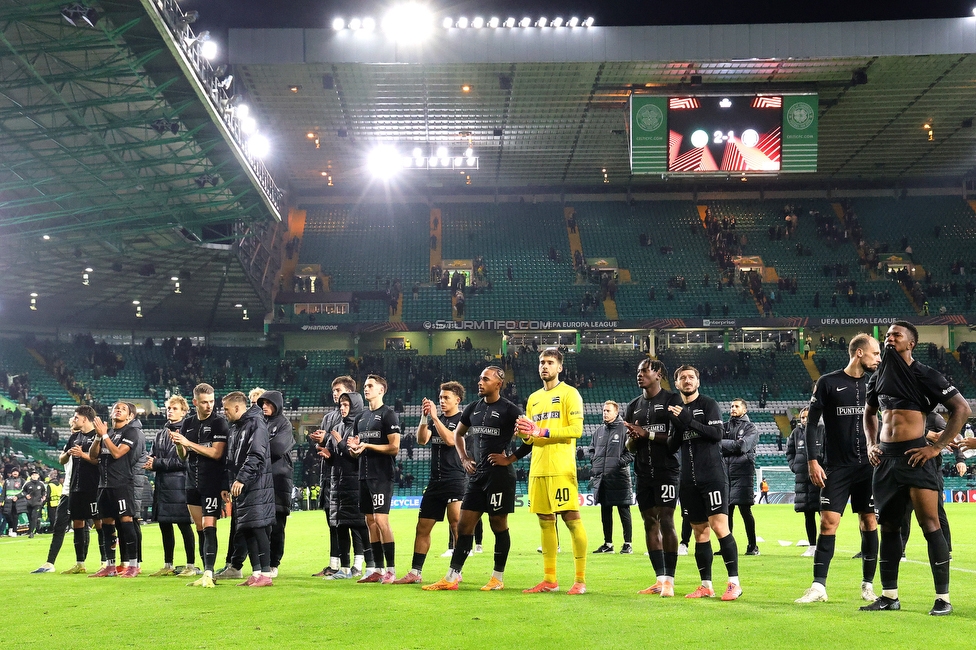 Celtic Glasgow - Sturm Graz
UEFA Europa League Gruppenphase 3. Spieltag, Celtic Glasgow - SK Sturm Graz, Celtic Park Glasgow, 23.10.2025. 

Foto zeigt die Mannschaft von Sturm
