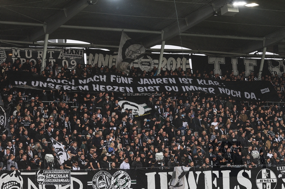 Sturm Graz - Wolfsberg
Oesterreichische Fussball Bundesliga, 11. Runde, SK Sturm Graz - Wolfsberger AC, Stadion Liebenau Graz, 26.10.2025. 

Foto zeigt Fans von Sturm mit einem Spruchband
Schlüsselwörter: unita