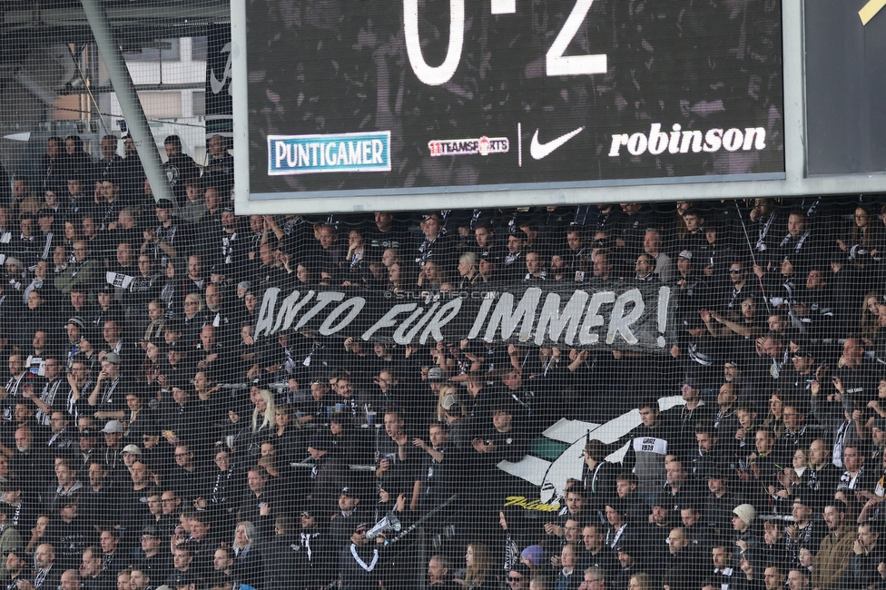 Sturm Graz - Wolfsberg
Oesterreichische Fussball Bundesliga, 11. Runde, SK Sturm Graz - Wolfsberger AC, Stadion Liebenau Graz, 26.10.2025. 

Foto zeigt Fans von Sturm mit einem Spruchband
Schlüsselwörter: unita