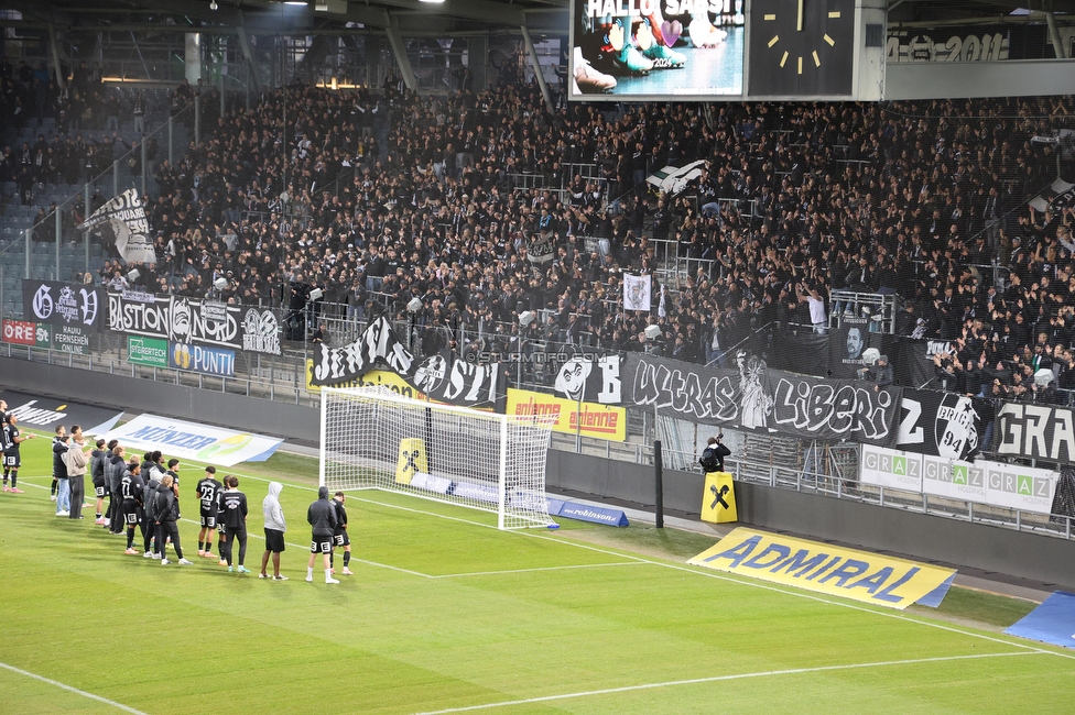 Sturm Graz - Wolfsberg
Oesterreichische Fussball Bundesliga, 11. Runde, SK Sturm Graz - Wolfsberger AC, Stadion Liebenau Graz, 26.10.2025. 

Foto zeigt Fans von Sturm und die Mannschaft von Sturm
