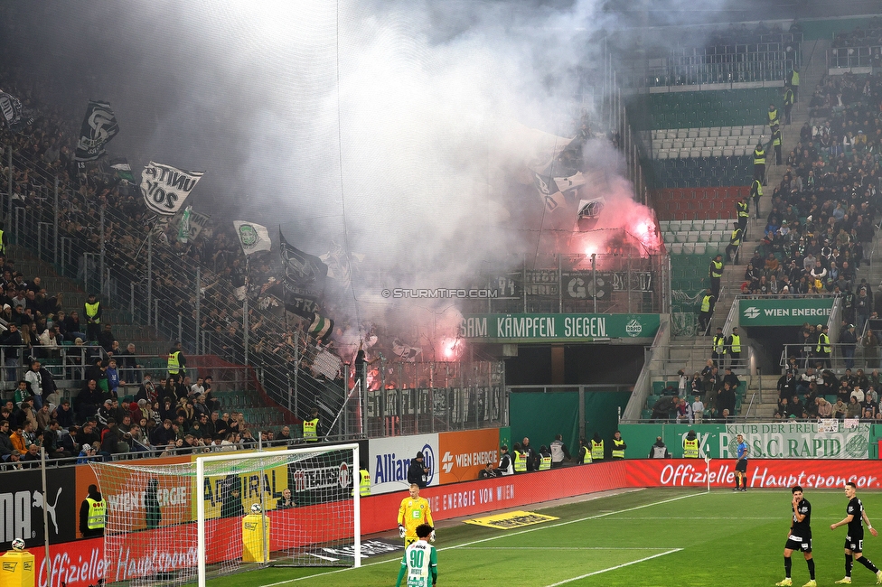 Rapid Wien - Sturm Graz
Oesterreichische Fussball Bundesliga, 12. Runde, SK Rapid Wien - SK Sturm Graz, Weststadion Wien, 02.11.2025. 

Foto zeigt Fans von Sturm
Schlüsselwörter: pyrotechnik
