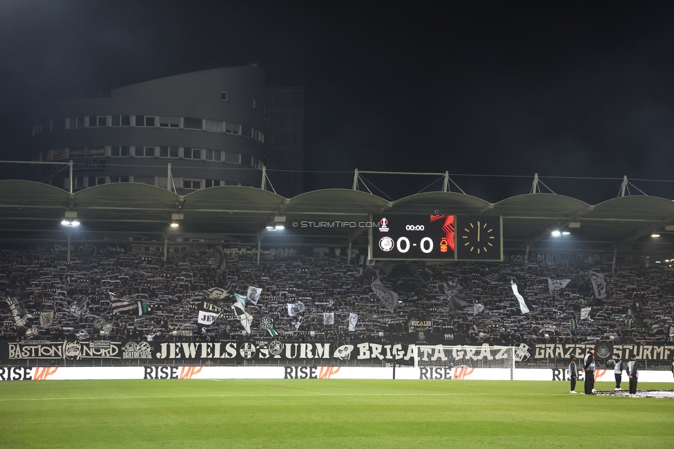 Sturm Graz - Nottingham
UEFA Europa League Gruppenphase 4. Spieltag, SK Sturm Graz - Nottingham Forest, Stadion Liebenau Graz, 06.11.2025. 

Foto zeigt Fans von Sturm
Schlüsselwörter: schals