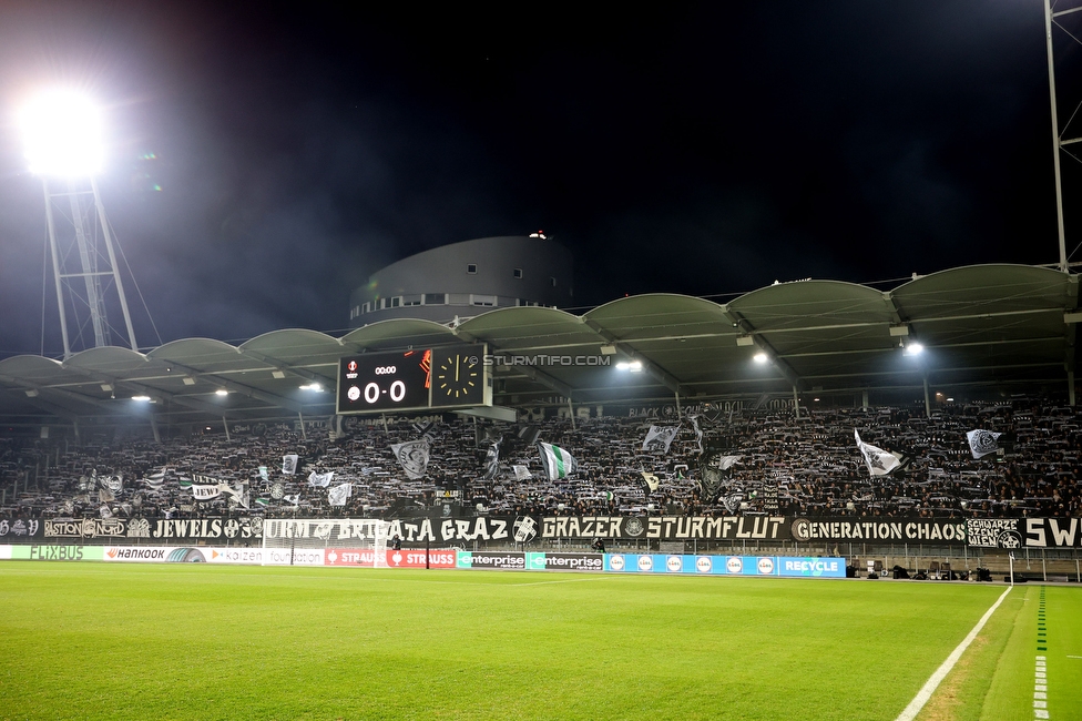 Sturm Graz - Nottingham
UEFA Europa League Gruppenphase 4. Spieltag, SK Sturm Graz - Nottingham Forest, Stadion Liebenau Graz, 06.11.2025. 

Foto zeigt Fans von Sturm
Schlüsselwörter: schals