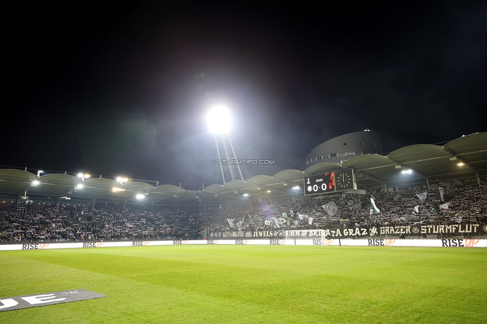 Sturm Graz - Nottingham
UEFA Europa League Gruppenphase 4. Spieltag, SK Sturm Graz - Nottingham Forest, Stadion Liebenau Graz, 06.11.2025. 

Foto zeigt Fans von Sturm
Schlüsselwörter: schals