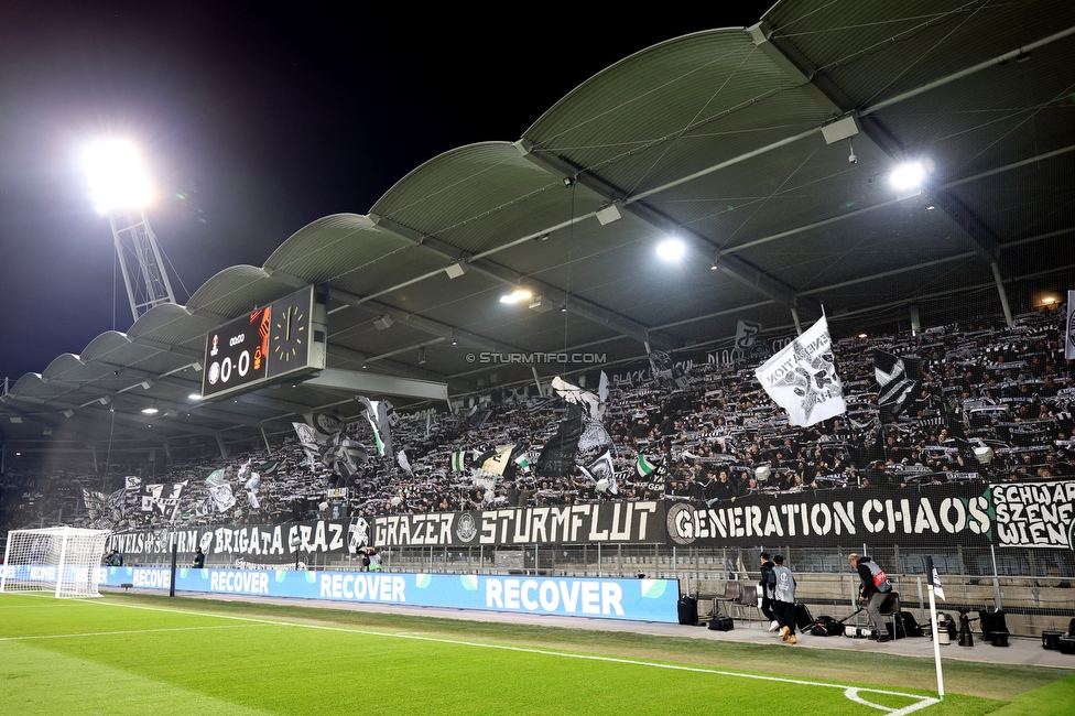 Sturm Graz - Nottingham
UEFA Europa League Gruppenphase 4. Spieltag, SK Sturm Graz - Nottingham Forest, Stadion Liebenau Graz, 06.11.2025. 

Foto zeigt Fans von Sturm
Schlüsselwörter: schals