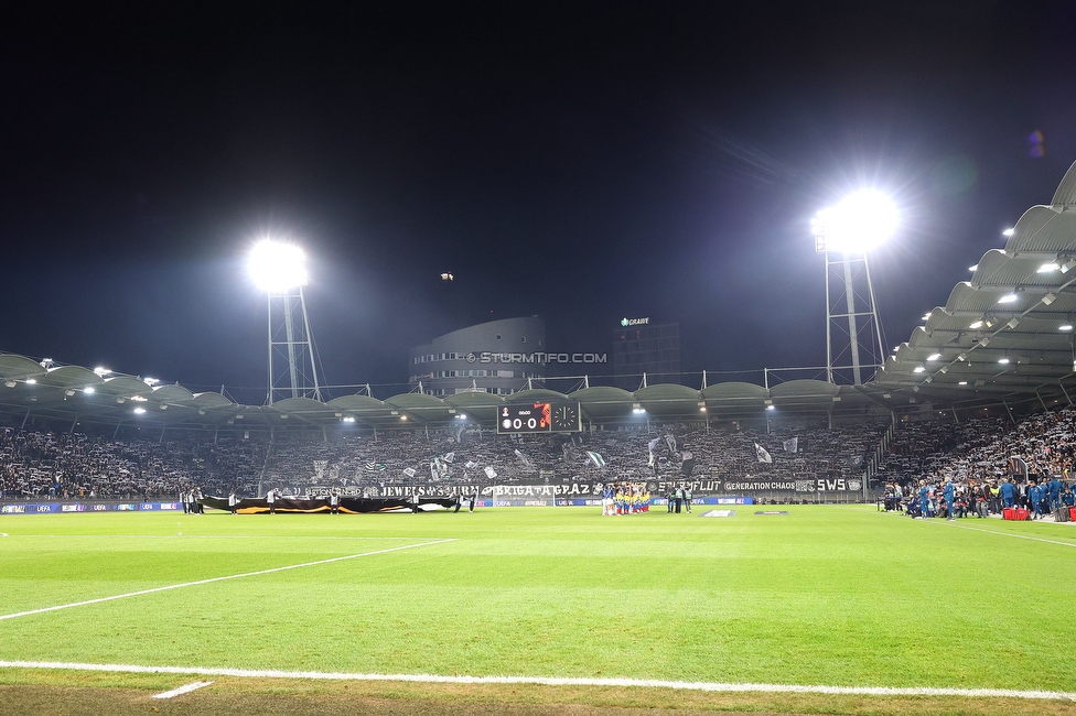 Sturm Graz - Nottingham
UEFA Europa League Gruppenphase 4. Spieltag, SK Sturm Graz - Nottingham Forest, Stadion Liebenau Graz, 06.11.2025. 

Foto zeigt Fans von Sturm
Schlüsselwörter: schals