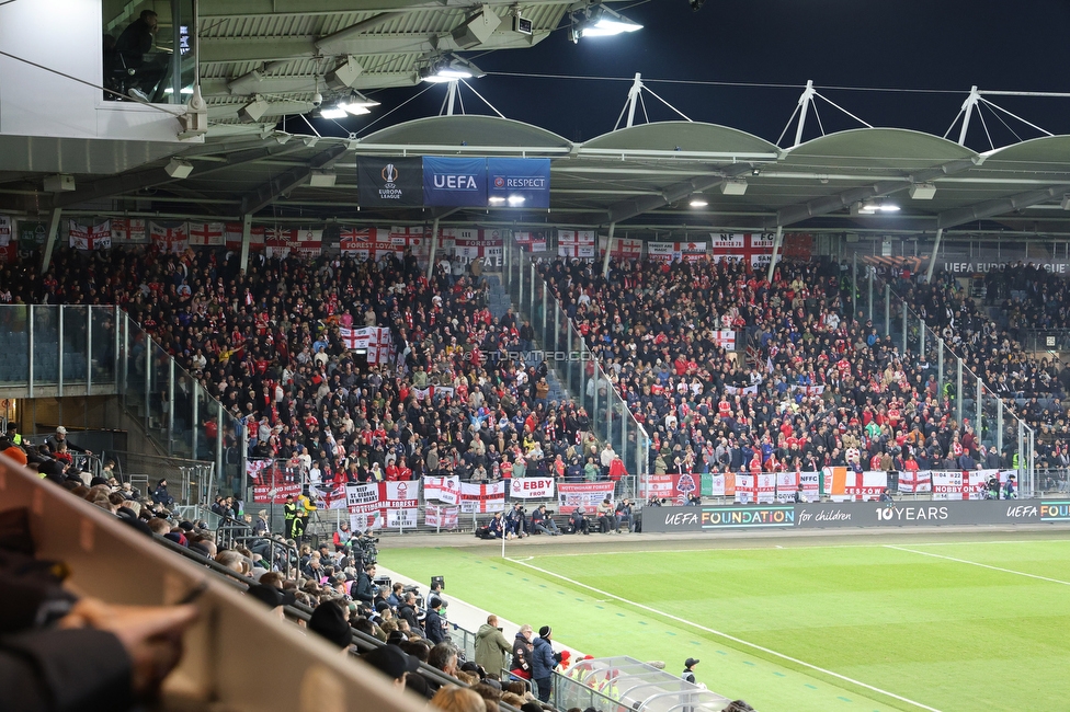 Sturm Graz - Nottingham
UEFA Europa League Gruppenphase 4. Spieltag, SK Sturm Graz - Nottingham Forest, Stadion Liebenau Graz, 06.11.2025. 

Foto zeigt Fans von Nottingham
