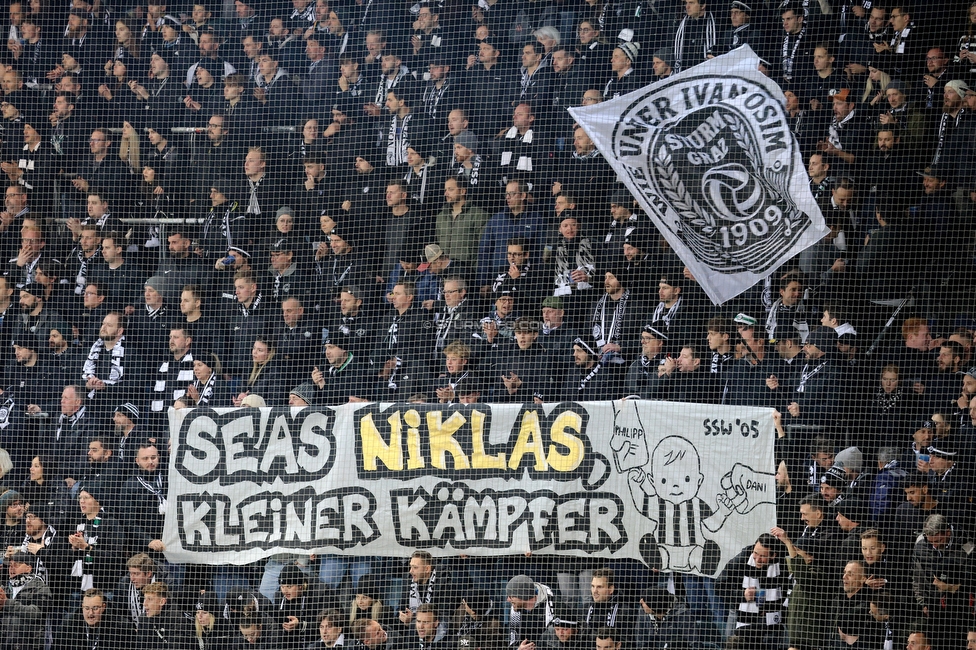 Sturm Graz - Nottingham
UEFA Europa League Gruppenphase 4. Spieltag, SK Sturm Graz - Nottingham Forest, Stadion Liebenau Graz, 06.11.2025. 

Foto zeigt Fans von Sturm
