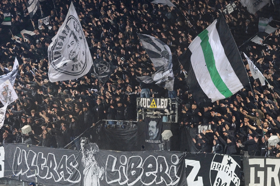 Sturm Graz - Nottingham
UEFA Europa League Gruppenphase 4. Spieltag, SK Sturm Graz - Nottingham Forest, Stadion Liebenau Graz, 06.11.2025. 

Foto zeigt Fans von Sturm
