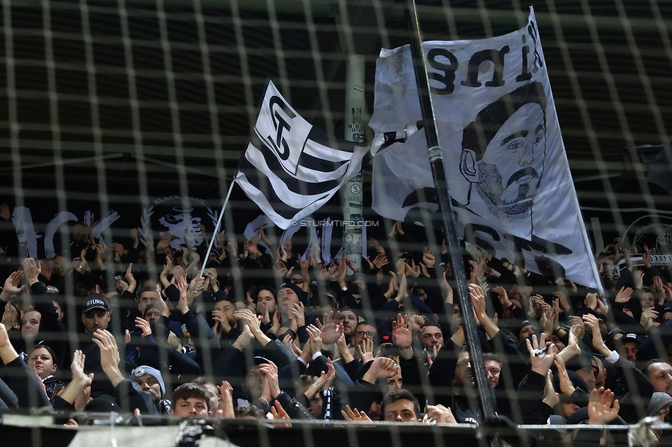 Sturm Graz - Nottingham
UEFA Europa League Gruppenphase 4. Spieltag, SK Sturm Graz - Nottingham Forest, Stadion Liebenau Graz, 06.11.2025. 

Foto zeigt Fans von Sturm
