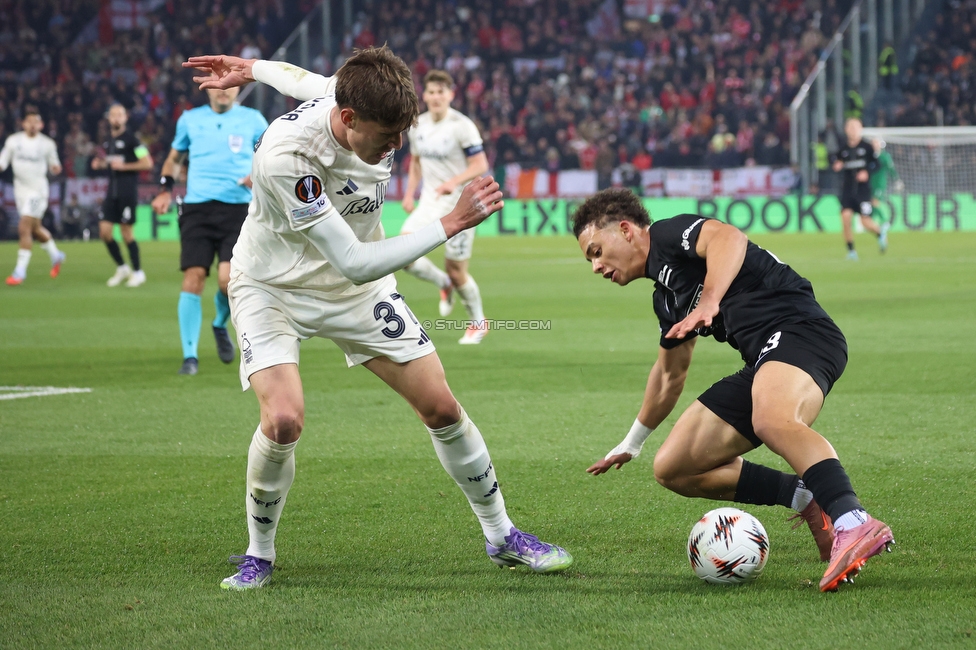 Sturm Graz - Nottingham
UEFA Europa League Gruppenphase 4. Spieltag, SK Sturm Graz - Nottingham Forest, Stadion Liebenau Graz, 06.11.2025. 

Foto zeigt Jacob Peter Hoedl (Sturm)
