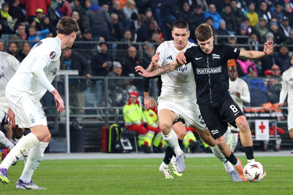 Sturm Graz - Nottingham
UEFA Europa League Gruppenphase 4. Spieltag, SK Sturm Graz - Nottingham Forest, Stadion Liebenau Graz, 06.11.2025. 

Foto zeigt Filip Jan Rozga (Sturm)
