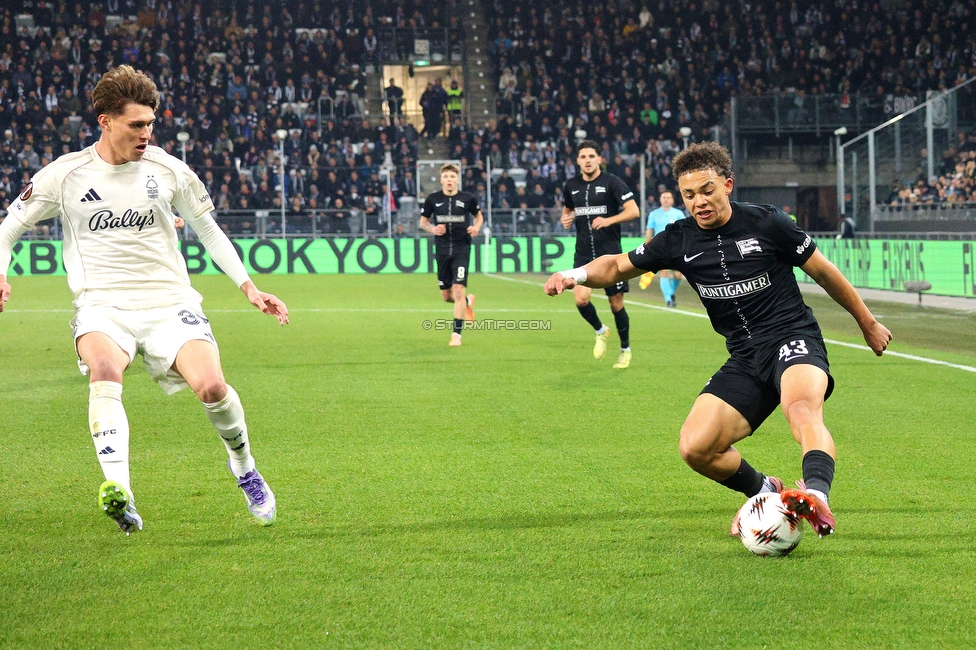 Sturm Graz - Nottingham
UEFA Europa League Gruppenphase 4. Spieltag, SK Sturm Graz - Nottingham Forest, Stadion Liebenau Graz, 06.11.2025. 

Foto zeigt Jacob Peter Hoedl (Sturm)
