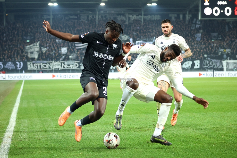 Sturm Graz - Nottingham
UEFA Europa League Gruppenphase 4. Spieltag, SK Sturm Graz - Nottingham Forest, Stadion Liebenau Graz, 06.11.2025. 

Foto zeigt Seedy Jatta (Sturm)
