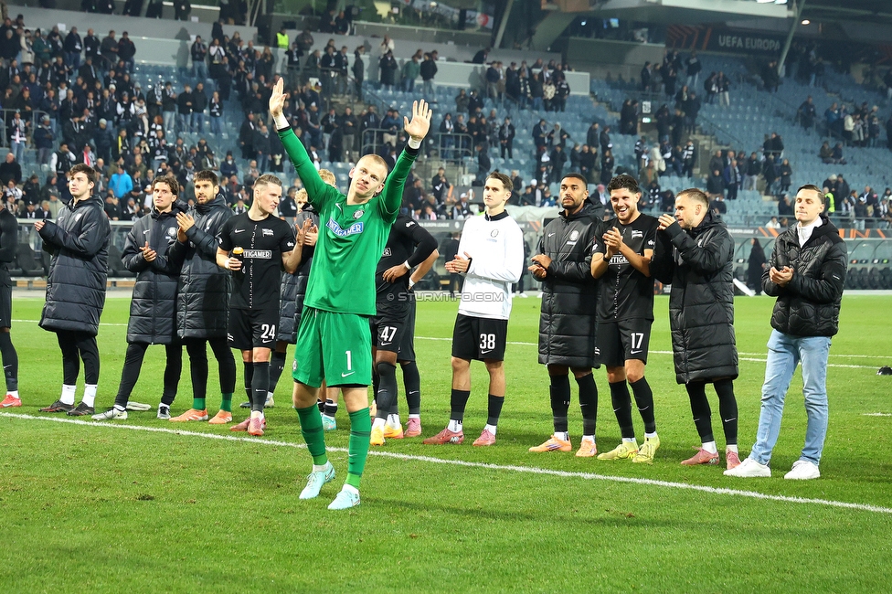 Sturm Graz - Nottingham
UEFA Europa League Gruppenphase 4. Spieltag, SK Sturm Graz - Nottingham Forest, Stadion Liebenau Graz, 06.11.2025. 

Foto zeigt Oliver Christensen (Sturm)
