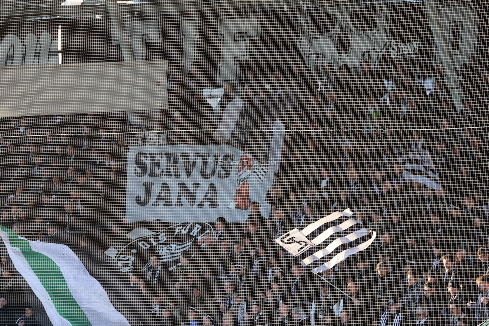 Sturm Graz - LASK
Oesterreichische Fussball Bundesliga, 14. Runde, SK Sturm Graz - LASK, Stadion Liebenau Graz, 23.11.2025. 

Foto zeigt Fans von Sturm mit einem Spruchband
Schlüsselwörter: tifosi baby