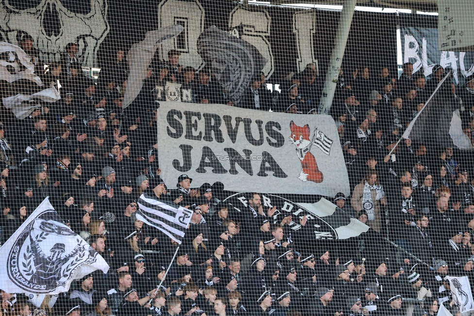 Sturm Graz - LASK
Oesterreichische Fussball Bundesliga, 14. Runde, SK Sturm Graz - LASK, Stadion Liebenau Graz, 23.11.2025. 

Foto zeigt Fans von Sturm mit einem Spruchband
Schlüsselwörter: tifosi baby