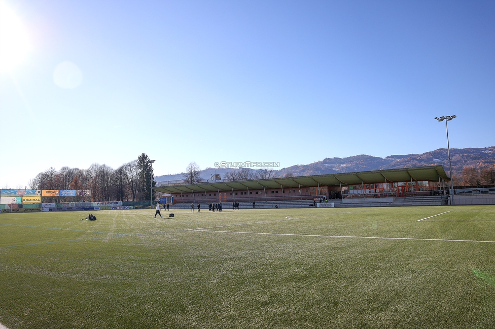 Sturm Damen - Suedburgenland Hartberg
OEFB Frauen Bundesliga, 13. Runde, SK Sturm Graz Damen - SpG Suedburgenland TSV Hartberg, Koralmstadion Deutschlandsberg, 23.11.2025. Foto zeigt das Koralmstadion
