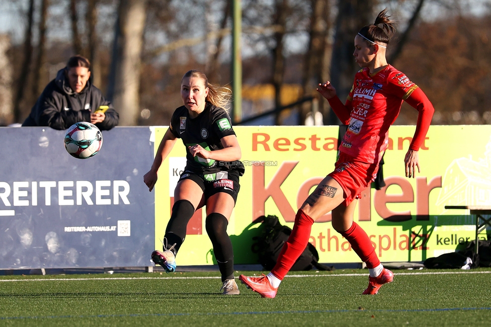 Sturm Damen - Suedburgenland Hartberg
OEFB Frauen Bundesliga, 13. Runde, SK Sturm Graz Damen - SpG Suedburgenland TSV Hartberg, Koralmstadion Deutschlandsberg, 23.11.2025. Foto zeigt Anna Wirnsberger (Sturm Damen)
