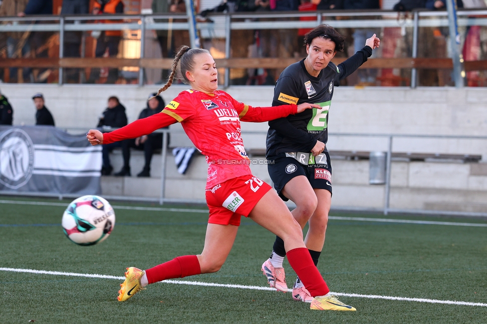 Sturm Damen - Suedburgenland Hartberg
OEFB Frauen Bundesliga, 13. Runde, SK Sturm Graz Damen - SpG Suedburgenland TSV Hartberg, Koralmstadion Deutschlandsberg, 23.11.2025. Foto zeigt Leonie Christin Tragl (Sturm Damen)
