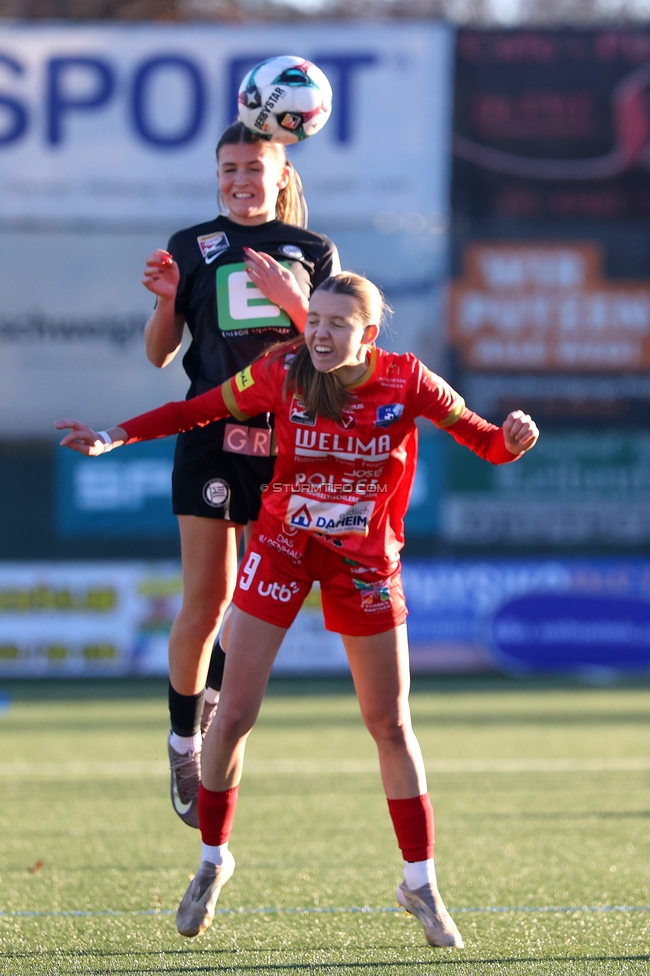 Sturm Damen - Suedburgenland Hartberg
OEFB Frauen Bundesliga, 13. Runde, SK Sturm Graz Damen - SpG Suedburgenland TSV Hartberg, Koralmstadion Deutschlandsberg, 23.11.2025. Foto zeigt Marie Spiess (Sturm Damen)
