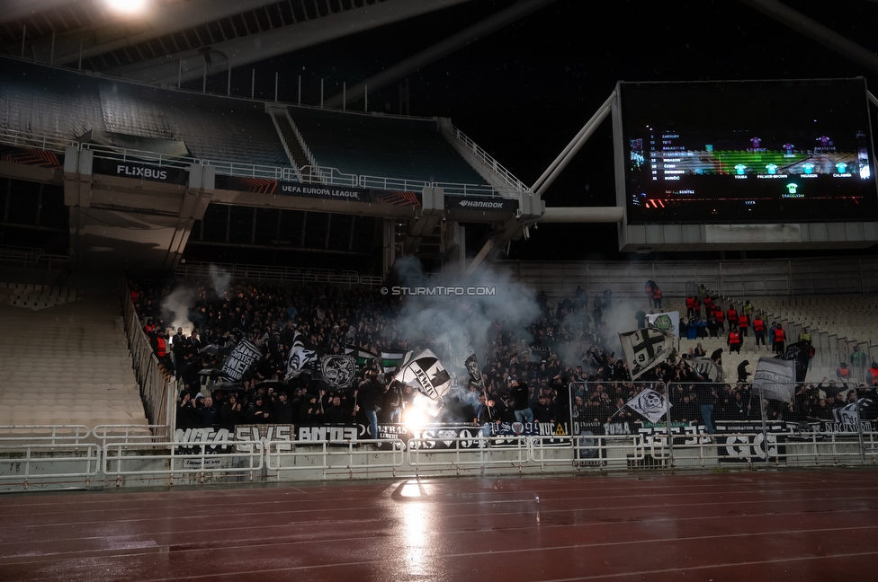 Panathinaikos - Sturm Graz
UEFA Europa League Gruppenphase 5. Spieltag, FC Panathinaikos - SK Sturm Graz, Olympiastadion Athen, 27.11.2025. Foto zeigt Fans von Sturm
Schlüsselwörter: pyrotechnik