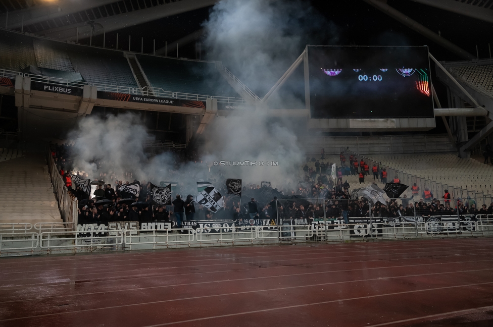 Panathinaikos - Sturm Graz
UEFA Europa League Gruppenphase 5. Spieltag, FC Panathinaikos - SK Sturm Graz, Olympiastadion Athen, 27.11.2025. Foto zeigt Fans von Sturm
Schlüsselwörter: pyrotechnik