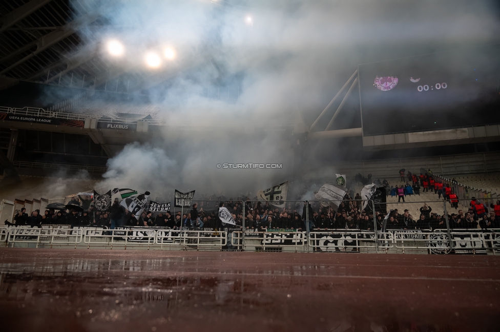 Panathinaikos - Sturm Graz
UEFA Europa League Gruppenphase 5. Spieltag, FC Panathinaikos - SK Sturm Graz, Olympiastadion Athen, 27.11.2025. Foto zeigt Fans von Sturm
Schlüsselwörter: pyrotechnik