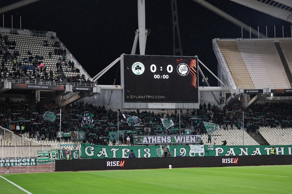 Panathinaikos - Sturm Graz
UEFA Europa League Gruppenphase 5. Spieltag, FC Panathinaikos - SK Sturm Graz, Olympiastadion Athen, 27.11.2025. Foto zeigt Fans von Panathinaikos
