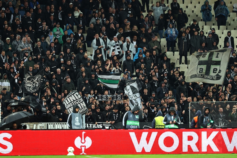 Panathinaikos - Sturm Graz
UEFA Europa League Gruppenphase 5. Spieltag, FC Panathinaikos - SK Sturm Graz, Olympiastadion Athen, 27.11.2025. Foto zeigt Fans von Sturm

