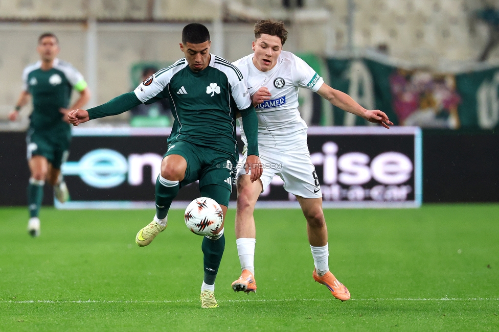 Panathinaikos - Sturm Graz
UEFA Europa League Gruppenphase 5. Spieltag, FC Panathinaikos - SK Sturm Graz, Olympiastadion Athen, 27.11.2025. Foto zeigt Fans von Sturm
