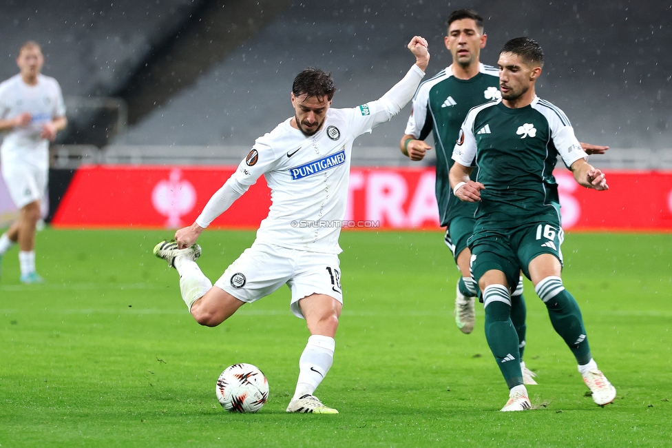 Panathinaikos - Sturm Graz
UEFA Europa League Gruppenphase 5. Spieltag, FC Panathinaikos - SK Sturm Graz, Olympiastadion Athen, 27.11.2025. Foto zeigt Fans von Sturm
