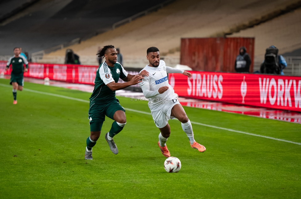 Panathinaikos - Sturm Graz
UEFA Europa League Gruppenphase 5. Spieltag, FC Panathinaikos - SK Sturm Graz, Olympiastadion Athen, 27.11.2025. Foto zeigt Maurice Malone (Sturm)
