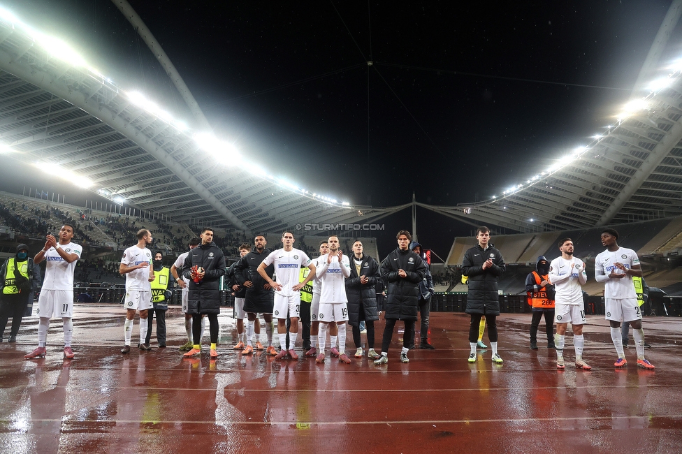 Panathinaikos - Sturm Graz
UEFA Europa League Gruppenphase 5. Spieltag, FC Panathinaikos - SK Sturm Graz, Olympiastadion Athen, 27.11.2025. Foto zeigt die Mannschaft von Sturm
