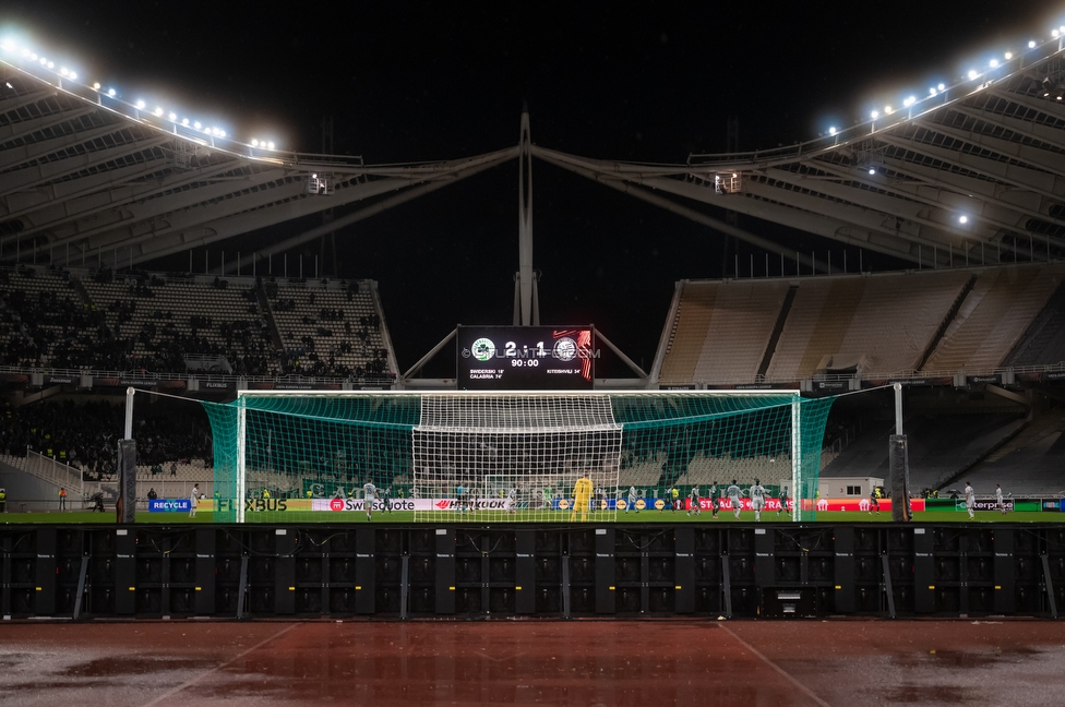 Panathinaikos - Sturm Graz
UEFA Europa League Gruppenphase 5. Spieltag, FC Panathinaikos - SK Sturm Graz, Olympiastadion Athen, 27.11.2025. Foto zeigt die Anzeigetafel
