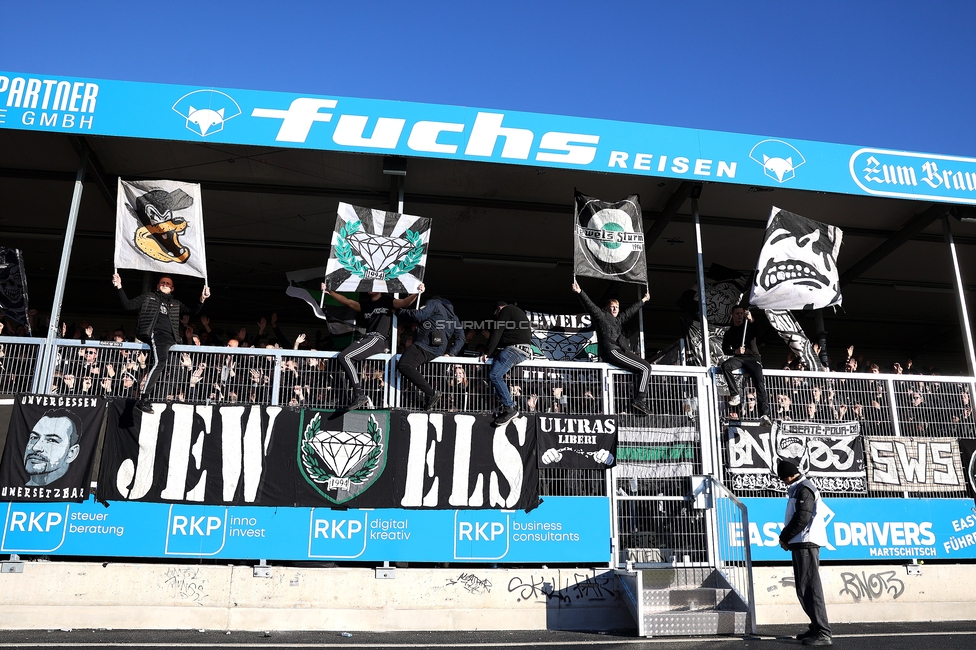 Hartberg - Sturm Graz
Oesterreichische Fussball Bundesliga, 15. Runde, TSV Hartberg - SK Sturm Graz, PROfertil Arena Hartberg, 30.11.2025. Foto zeigt Fans von Sturm
