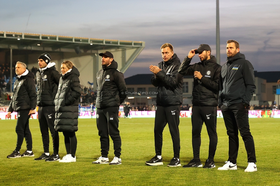 Hartberg - Sturm Graz
Oesterreichische Fussball Bundesliga, 15. Runde, TSV Hartberg - SK Sturm Graz, PROfertil Arena Hartberg, 30.11.2025. Foto zeigt das Trainerteam
