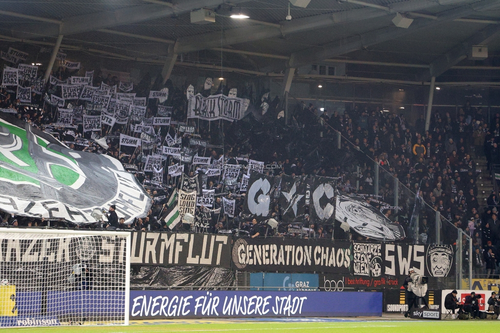 Sturm Graz - GAK
Oesterreichische Fussball Bundesliga, 16. Runde, SK Sturm Graz - Grazer AK, Stadion Liebenau Graz, 07.12.2025. Foto zeigt Fans von Sturm mit einer Choreografie
Schlüsselwörter: generationchaos sws blackstorm