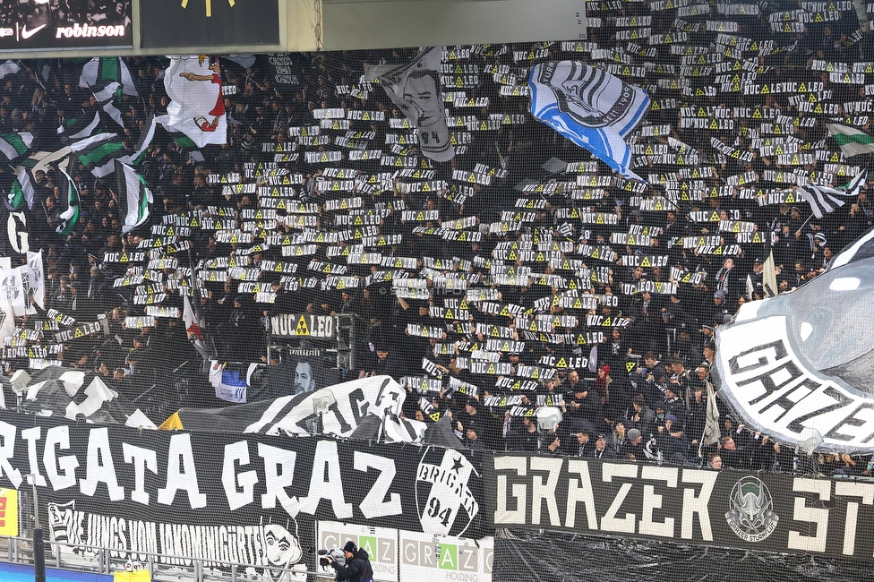 Sturm Graz - GAK
Oesterreichische Fussball Bundesliga, 16. Runde, SK Sturm Graz - Grazer AK, Stadion Liebenau Graz, 07.12.2025. Foto zeigt Fans von Sturm mit einer Choreografie
Schlüsselwörter: brigata