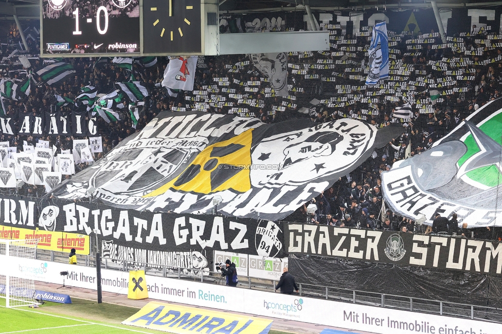 Sturm Graz - GAK
Oesterreichische Fussball Bundesliga, 16. Runde, SK Sturm Graz - Grazer AK, Stadion Liebenau Graz, 07.12.2025. Foto zeigt Fans von Sturm mit einer Choreografie
Schlüsselwörter: brigata