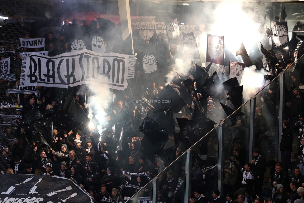 Sturm Graz - GAK
Oesterreichische Fussball Bundesliga, 16. Runde, SK Sturm Graz - Grazer AK, Stadion Liebenau Graz, 07.12.2025. Foto zeigt Fans von Sturm mit einer Choreografie
Schlüsselwörter: blackstorm