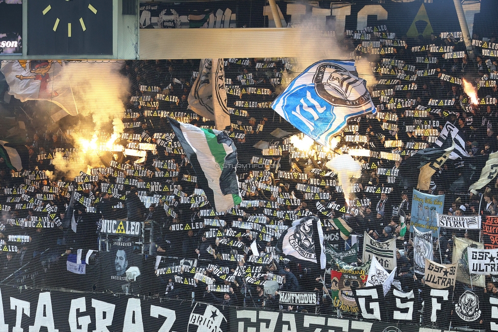 Sturm Graz - GAK
Oesterreichische Fussball Bundesliga, 16. Runde, SK Sturm Graz - Grazer AK, Stadion Liebenau Graz, 07.12.2025. Foto zeigt Fans von Sturm mit einer Choreografie
Schlüsselwörter: brigata